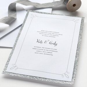Gartner‎ Studios Silver Glitter Print At Home Wedding Invitation Kit, 5” x 7”